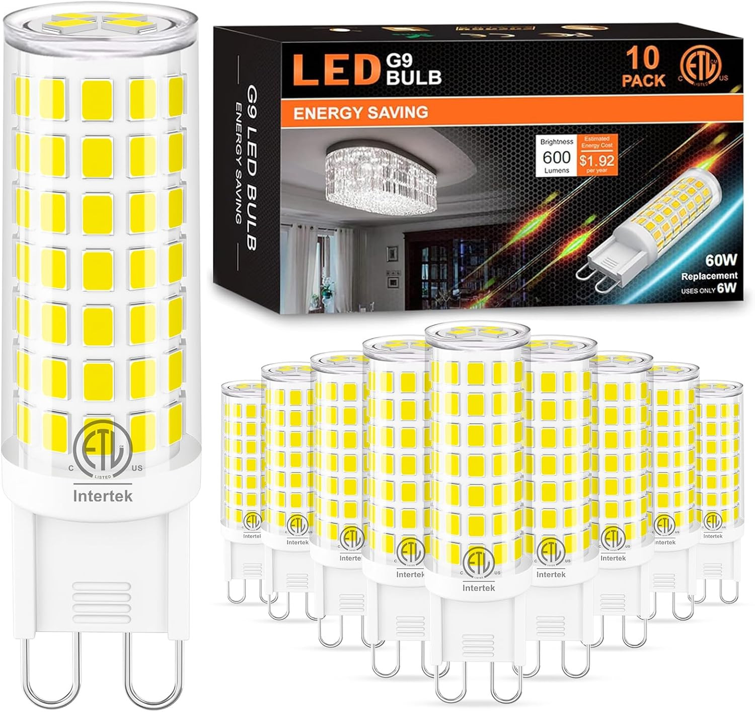 10 Pack G9 LED Bulb 6W (60W Halogen Replacement) 6000K Daylight T4 Chandelier