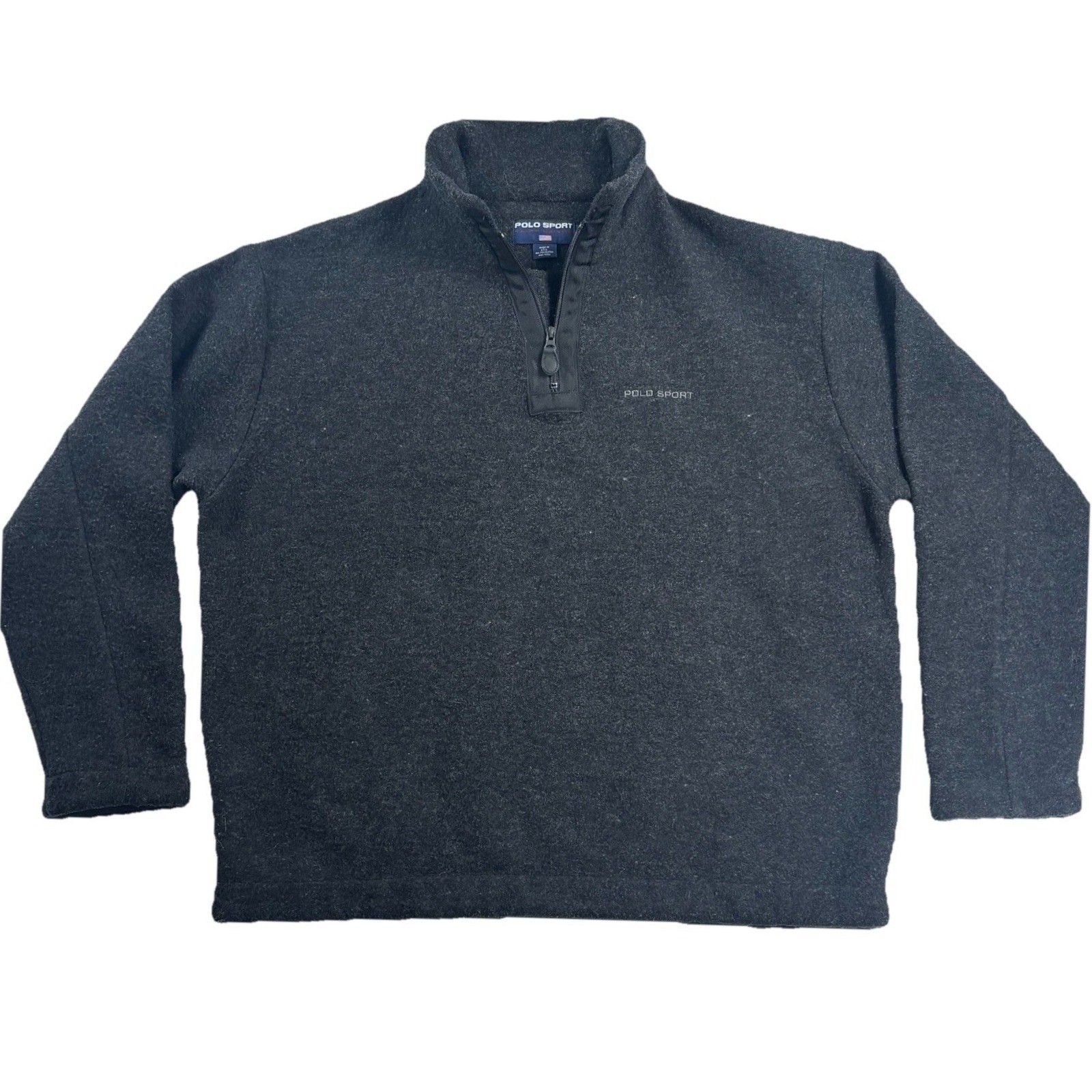 Polo Ralph Lauren Polo Sport 1/4 Zip Wool Sweater USA 90s Vintage Grey Mens XL
