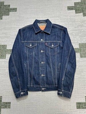 Vtg Y2k Levis Trucker Jacket Men Large Blue Denim Cotton Regular Fit Flap 