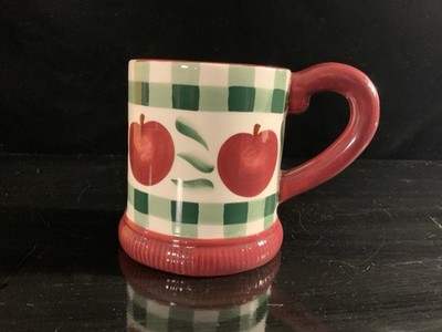 Vtg 90's Young's Exclusive Apple/ Green Plaid Mug Coffee Cup Tea Beverage