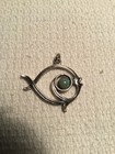 VINTAGE MODERNIST STERLING DANECRAFT FISH PENDANT FAUX TURQUOISE — photo 1