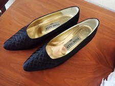 Zapatos de salón Walter Steiger Pancaldi de cuero negro punto cuadrado 8 1/2 Italia