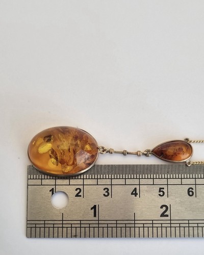 9ct Yellow Gold Hallmarked Amber Necklace Vintage 5.8g Read Description Used - Picture 13 of 17
