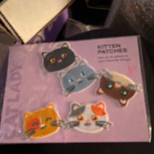 Cat Lady Embroidered Kitten Cat Face Iron-On Patches Pack for Bags Jeans