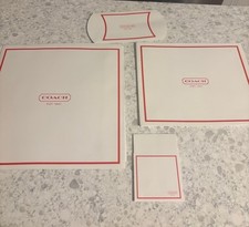 New Authentic Coach LOT OF 4 White  Red Gift Boxes, logo, never assembled