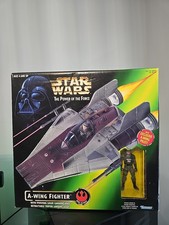 Star Wars A-Wing Fighter & Pilot 1997 Power of the Force POTF complete with box