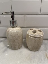 Vintage Marble/waterstone Soap Dispenser And Toothbrush Holder Set GW008