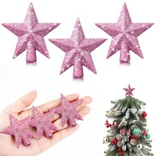 3 Pcs Mini Christmas Tree Topper Small Glitter Christmas Treetop Ornaments