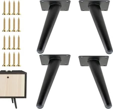 6 Inch Furniture Legs, Set of 4, Mid-Century Style Metal 6 INCH, Black 