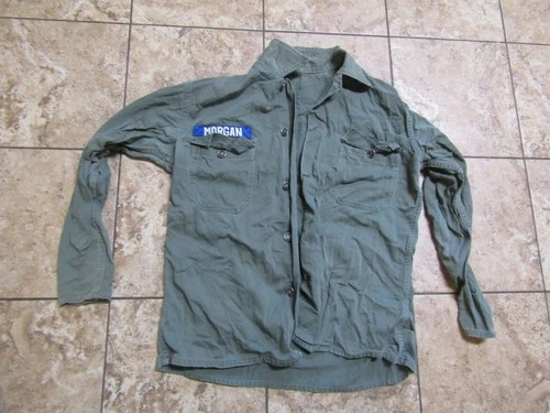 VINTAGE MILITARY JACKET POST WW2 ERA US AIR FORCE NAMED MORGAN 13 STAR BUTTON #8