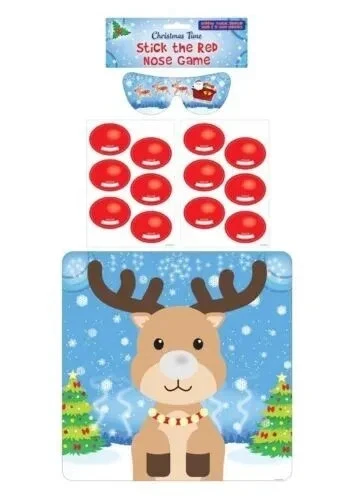 PIN THE NOSE ON THE REINDEER CHRISTMAS KIDS GAME NEW PARTY FUN GAMES STICK