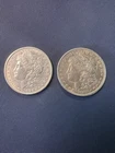 MORGAN SILVER DOLLAR COINS.  LOT OF 2 NICE XF+/AU.  1886, 1903