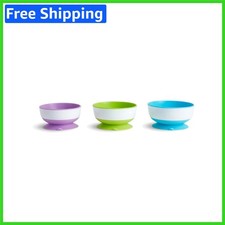 Durable 3-Pack Stay Put Suction Bowls for Toddlers In Bright Colors BPA Free