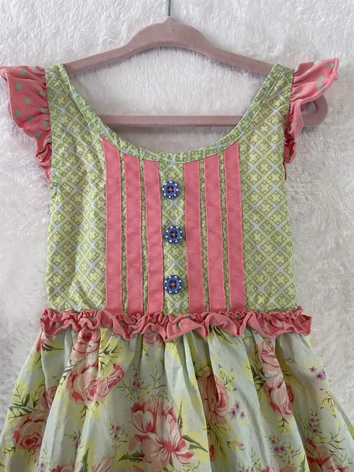 Vestido de verano Matilda Jane, talla 4, artículo 21014D, floral rosa y verde a rayas Foto 2 de 4