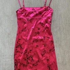 Urban Outfitters Pink Oriental Floral Print Satin Mini Dress Ladies Size S p Y2K