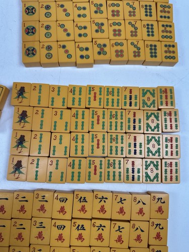RARO Mahjong cinese Mah Jongg giallo butterscotch bachelite anni 40 set 148 pezzi - Foto 9 di 19