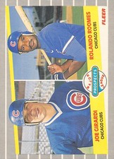 Joe Girardi / Rolando Roomes 1989 Fleer 644 Chicago Cubs Rookie BASEBALL Card. rookie card picture