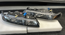 90-93 Acura Integra Jdm Black Housing 1-piece Headlights W Amber Reflector 91 Da