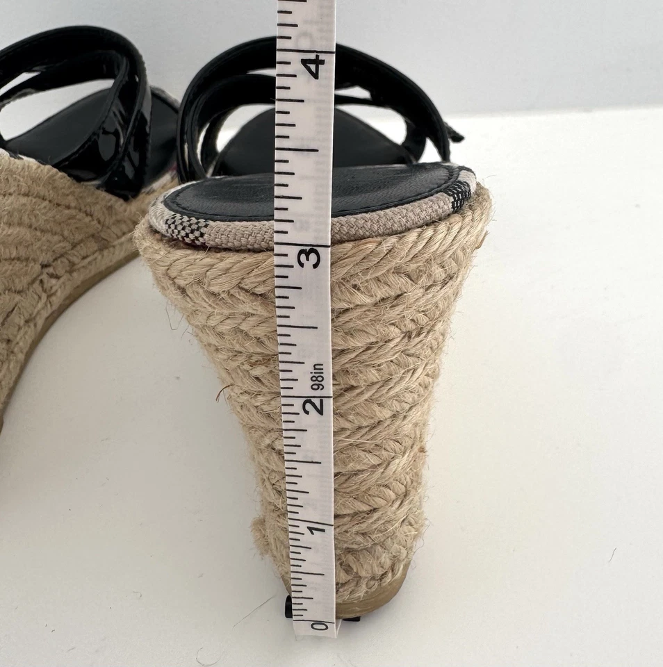 Burberry Nova Cuadros Alpargata Cuña Sandalia Tacones Charol 39 8.5 9 Foto 4 de 4