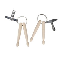 Mini Drumstick Keychain with Drum Tuning Key and Practical Wooden Percussion