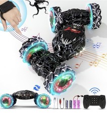 RC Stunt Car, 2.4GHz LED Gesture Sensing, 4WD Double Sided Rotation with Black