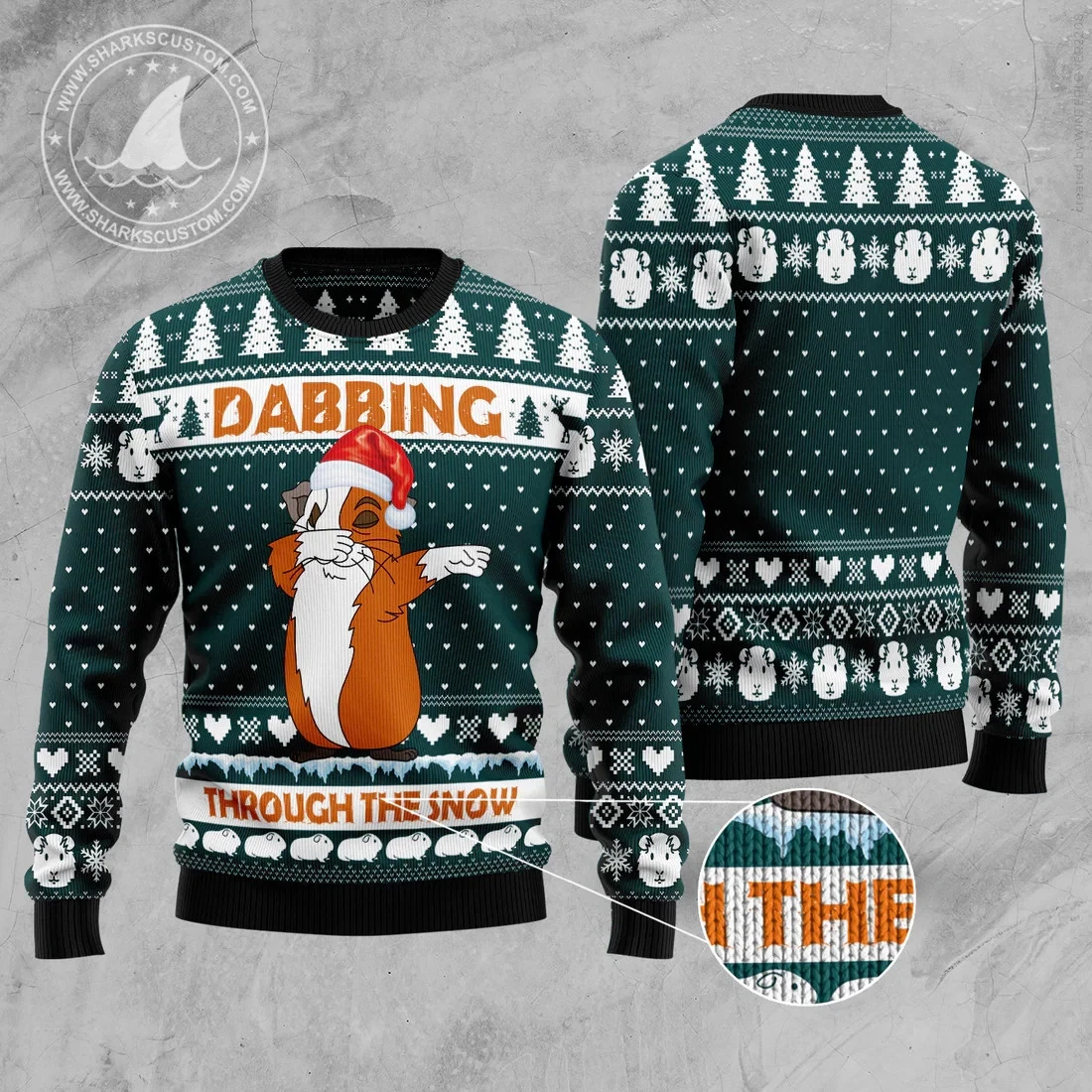 Dabbing Through The Snow Guinea Pig Ugly Christmas - 3D Print Ugly Sweatshirt