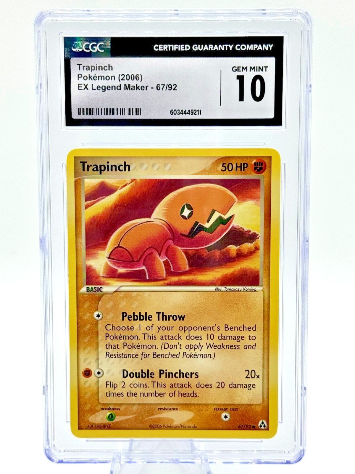 🌟LOW POP🌟2006 Pokemon English EX Legend Maker TRAPINCH 67/92 CGC 10 GEM MINT