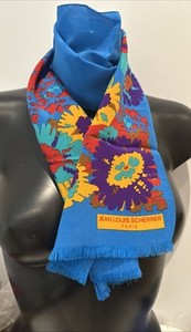 Foulard En Soie Vintage Jean-Louis Scherrer - 83x85 Cm, Bord Marron