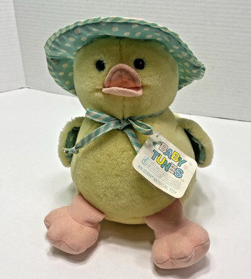 VTG Eden Musical Yellow Duck  Bonnet Plush  You Are My Sunshine Windup Plush Tag