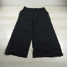Denim Co Pants Womens Small P Black Wide Leg Jersey d co Beach 30x26 A1