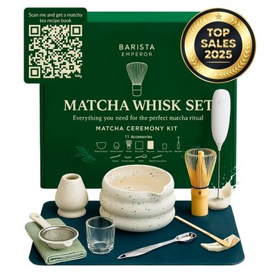 BARISTA EMPEROR  PREMIUM 11pcs MATCHA WHISK SET - Professional Matcha Kit Set...