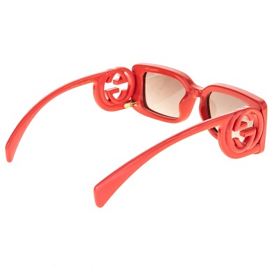 GUCCI Couture 1325 Red GG Logo 005 Narrow Fashion Square