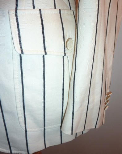 Faconnable Boating Blazer Ivory Black Stripe 42 Rowing Regatta Jacket Sport Coat - Picture 8 of 14