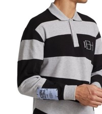 NWT McQ Alexander McQueen Polo Shirt Assymetric Stripe Mens Large