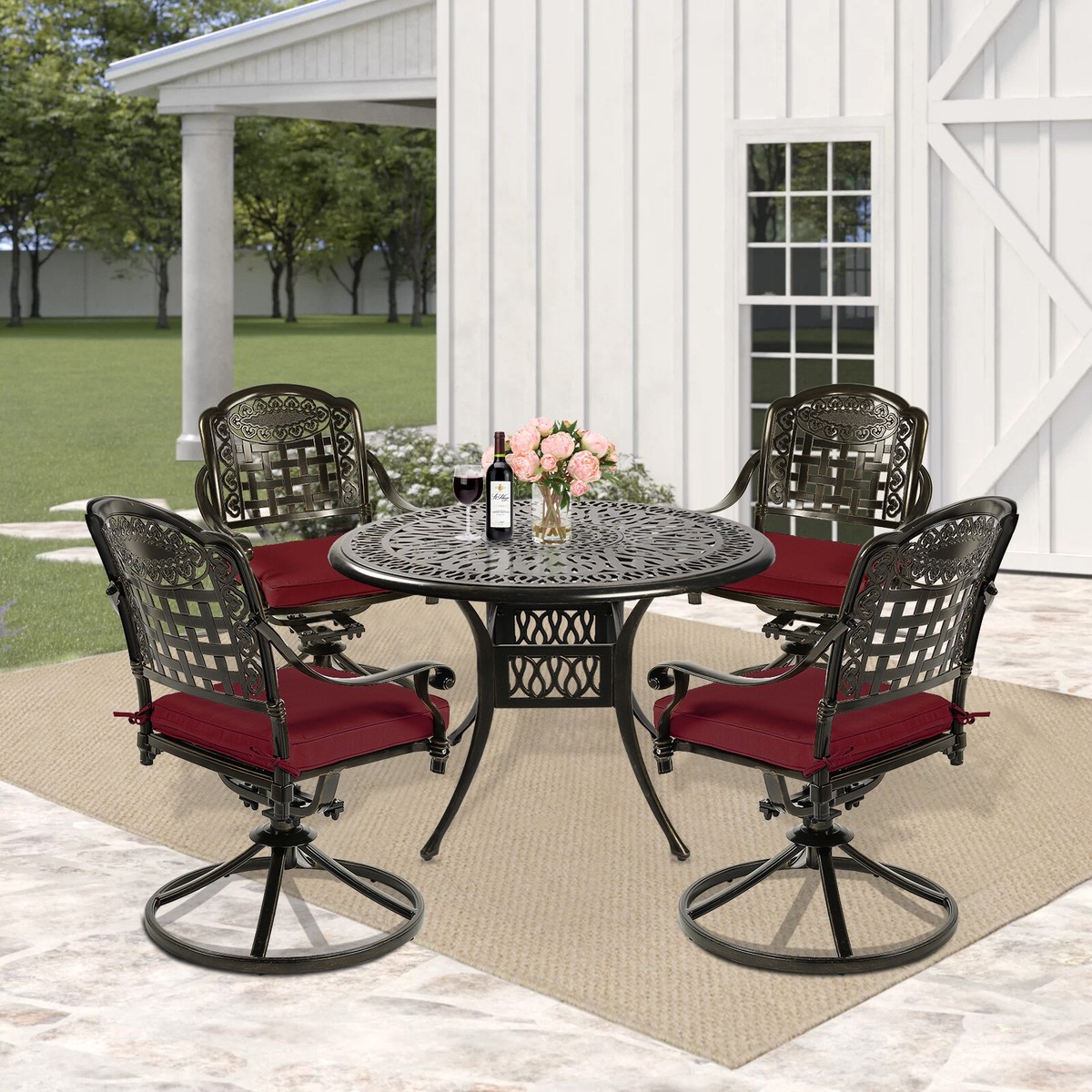 Swivel Dining Metal Swivel Patio Chairs With Cushions Outdoor