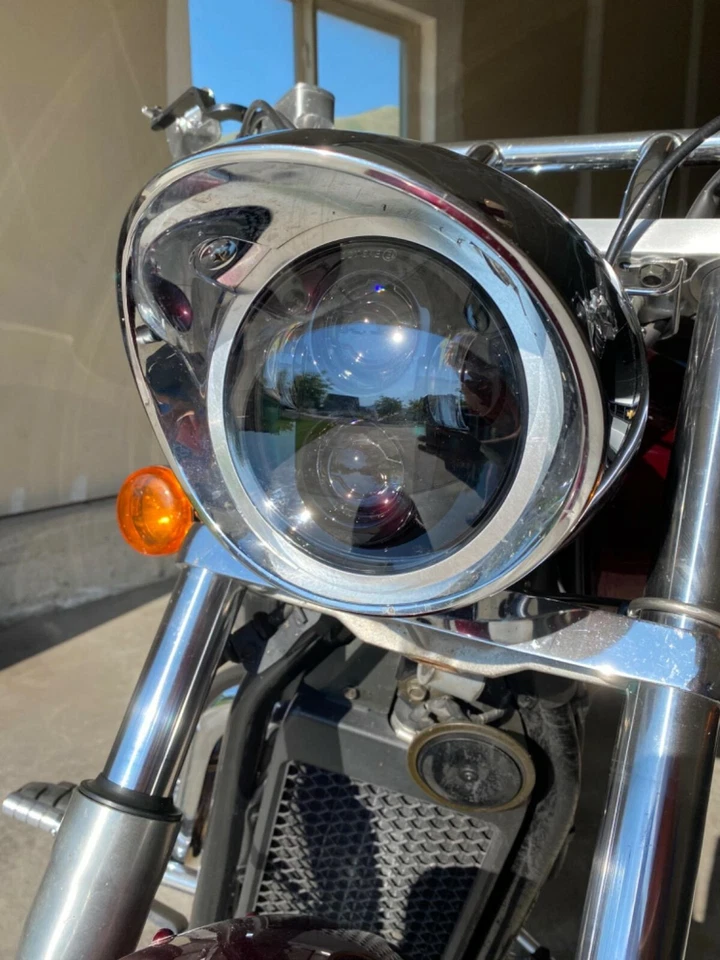 LED Projection Headlight Kit for Honda VTX 1300 & 1800 C/N/R/S/T, 5 3/4" Black - Image 2 of 4