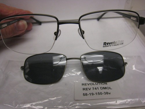 Revolution Eyeglass Frame WITH sun shade  REV741 in DMOL  58-19-150  - Picture 1 of 5
