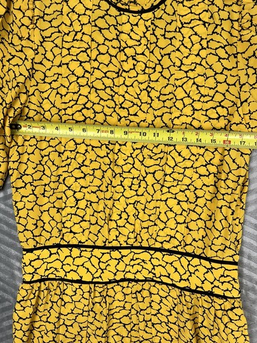 Vintage Albert Nipon Dress Yellow Black Women’s Size 10 100% Silk - Picture 10 of 14