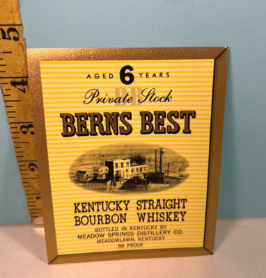 Vintage Berns Best Kentucky Straight Bourbon Whiskey Label.