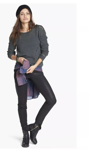 Mya Skinny Coated Jeans Grey Size 