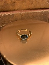 925 Sterling Silver LONDON BLUE TOPAZ OVAL SOLITAIRE-ACCENT GEMSTONE Ring Size 8