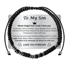 Valentines Day Gifts for Son,To My Son Bracelet from Mom,Morse Code Bracelets wi
