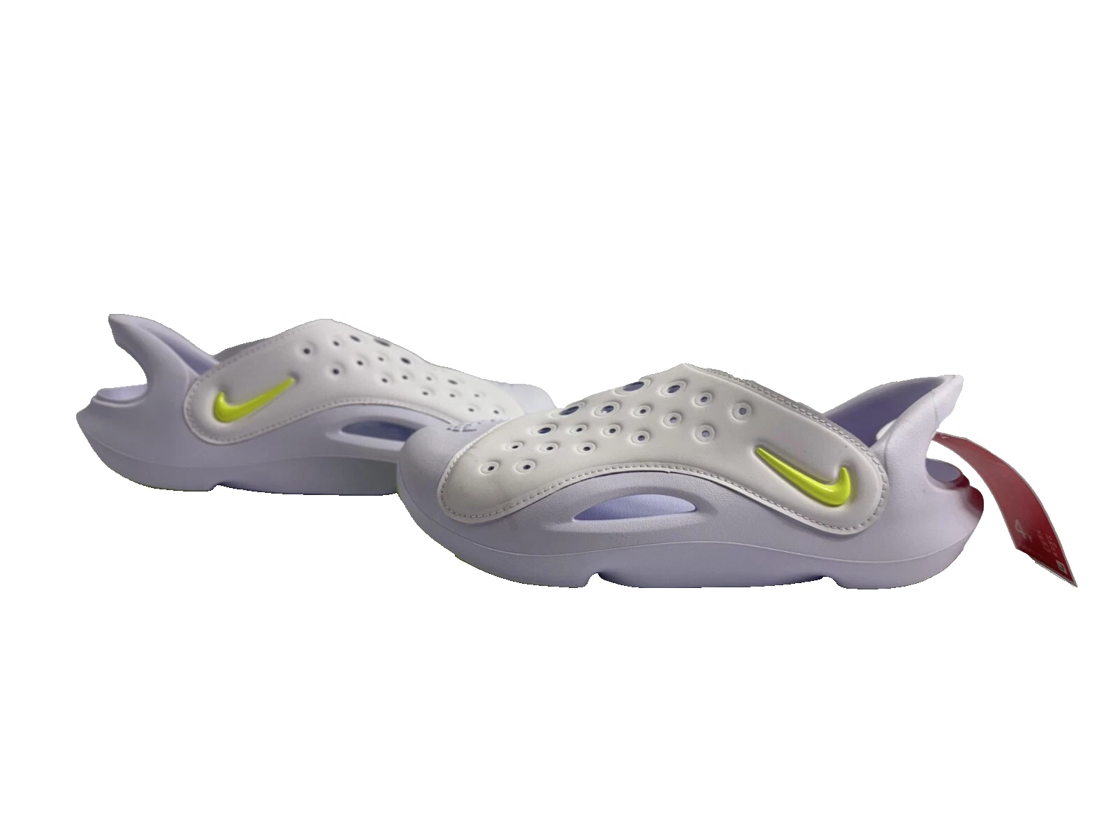 Sandali Nike Aqua Swoosh bianchi puro platino Volt grandi bambini taglia 4 anni FV6363 100