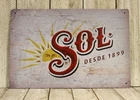 Sol Mexican Beer Tin Metal Sign Bar Restaurant Rustic Vintage Ad Style