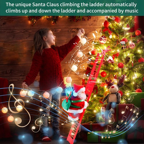 Climbing Santa Claus Musical Electric Doll Christmas Ornament Decor Xmas Gift - Picture 11 of 50