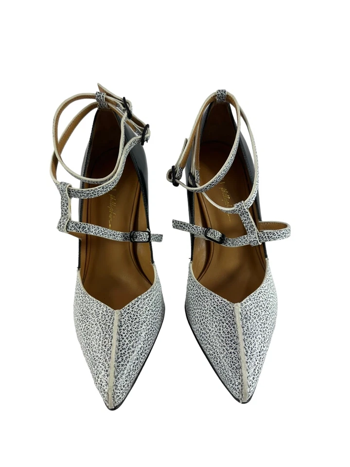 Women  genuine PHILLIP LIM chunky heels shoes 35.5 5 black white two tone - Image 2 of 4