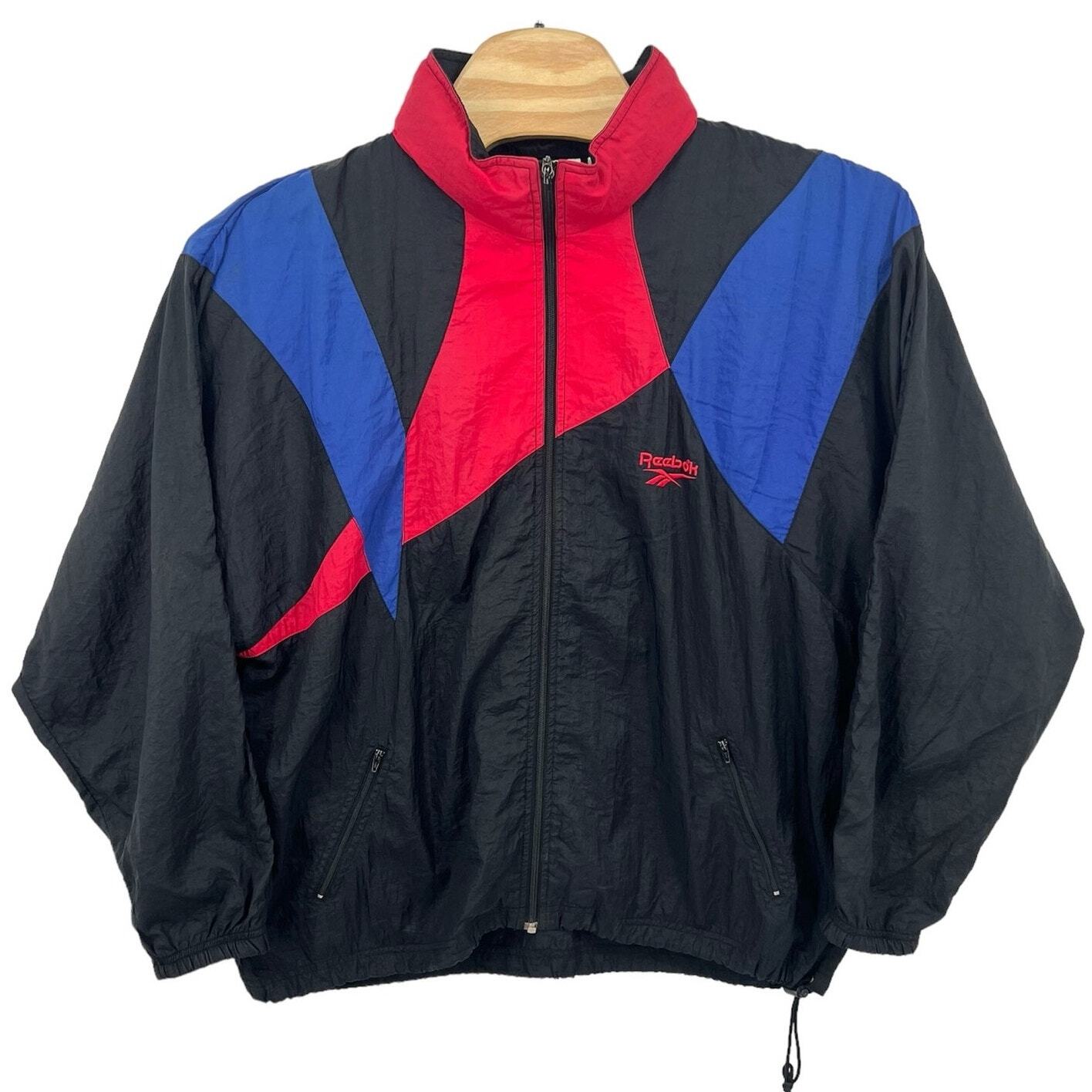 Vintage 80s 90s Men's Reebok Color Block Windbreaker Jacket Built In Hood