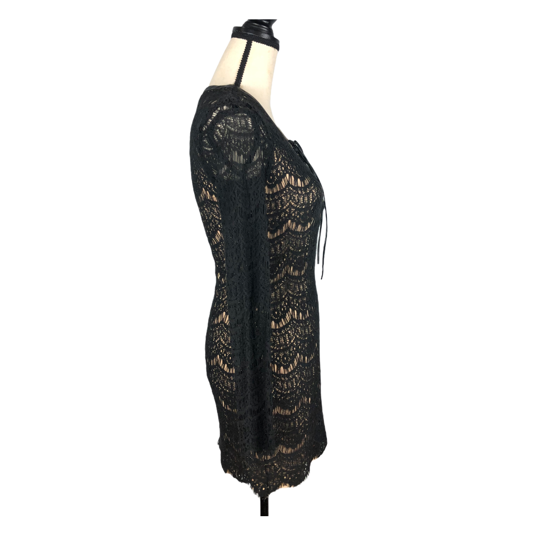 lace up front corset dress Faviana Illusion Lace Corset Lace-up Back Prom Dress 11255 Black / 8