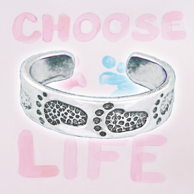 Footprints #1 Toe Ring - SOLID Sterling Silver - Made in the USA