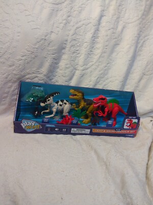 Play Right Light & Sound Dinosaur Figure 7 Count Set Lights Up With Sounds NEW